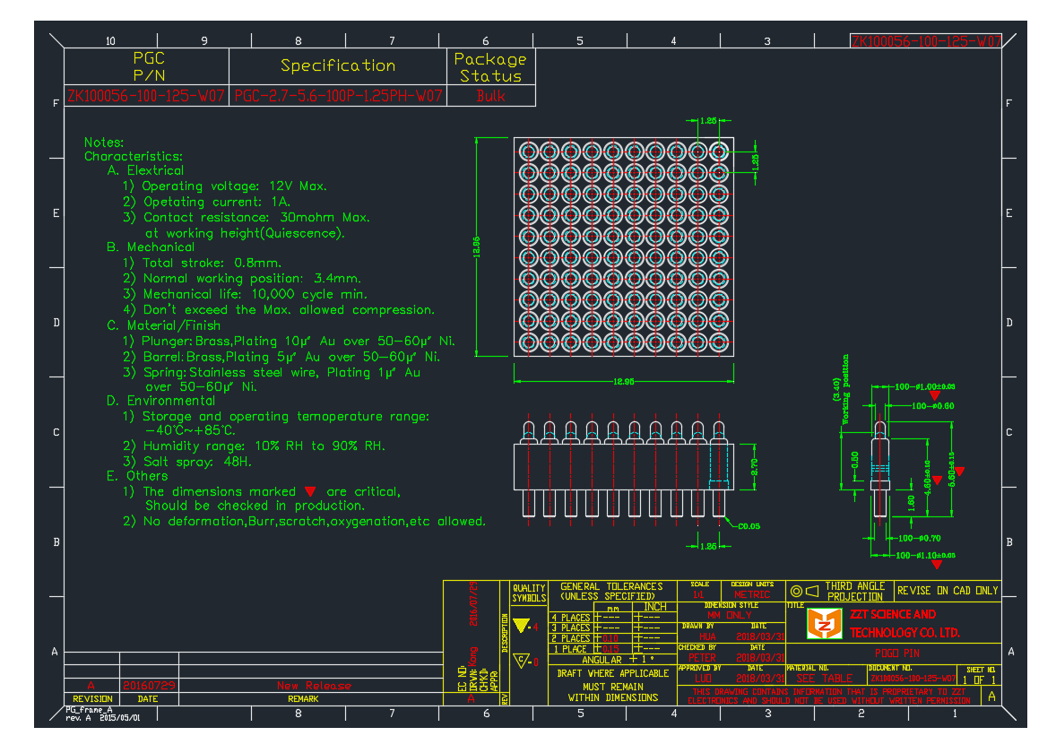 100 kontaktu Pogo pin savienotājs