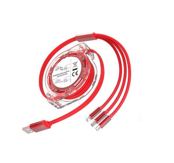 Ievelkams trīs vienā datu uzlādes kabelis