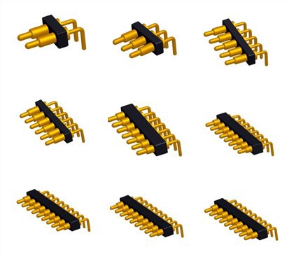 Sping-loaded taisnleņķa Pogo Pin savienotājs